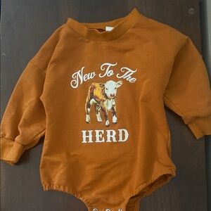 Kids Rust Brown ‘‘New to the Herd’’ One-Piece Bodysuit